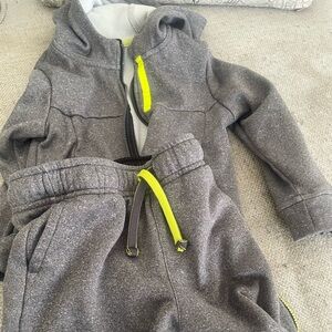 Gray and Neon Yellow Hoodie and Jogger Set
